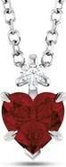 ALLUREZ Heart Gemstone & Natural Diamond Pendant Necklace