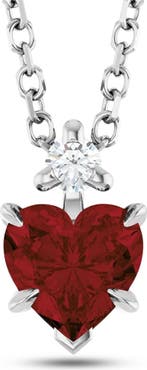 ALLUREZ Heart Gemstone & Natural Diamond Pendant Necklace