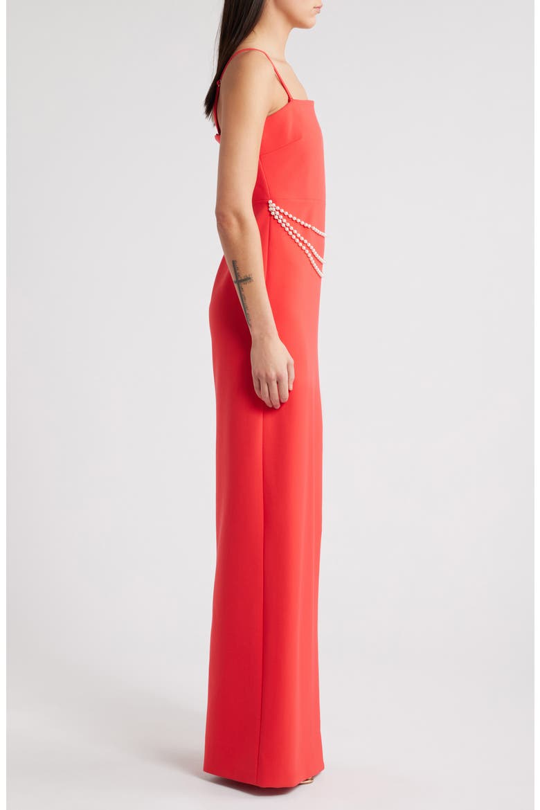 Josie Faux Pearl Belt Detail Column Gown, Alternate, color, BITTERSWEET