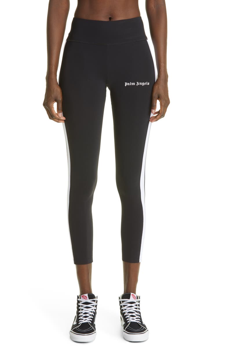 Palm Angels Logo Stripe Leggings, Main, color,