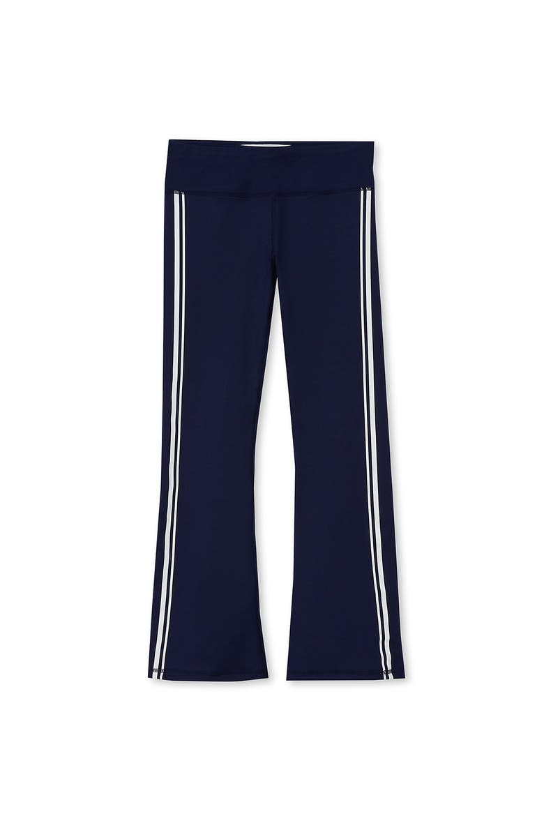 Girls Active Flare Leggings with Side Stripe, Main, color, Navy