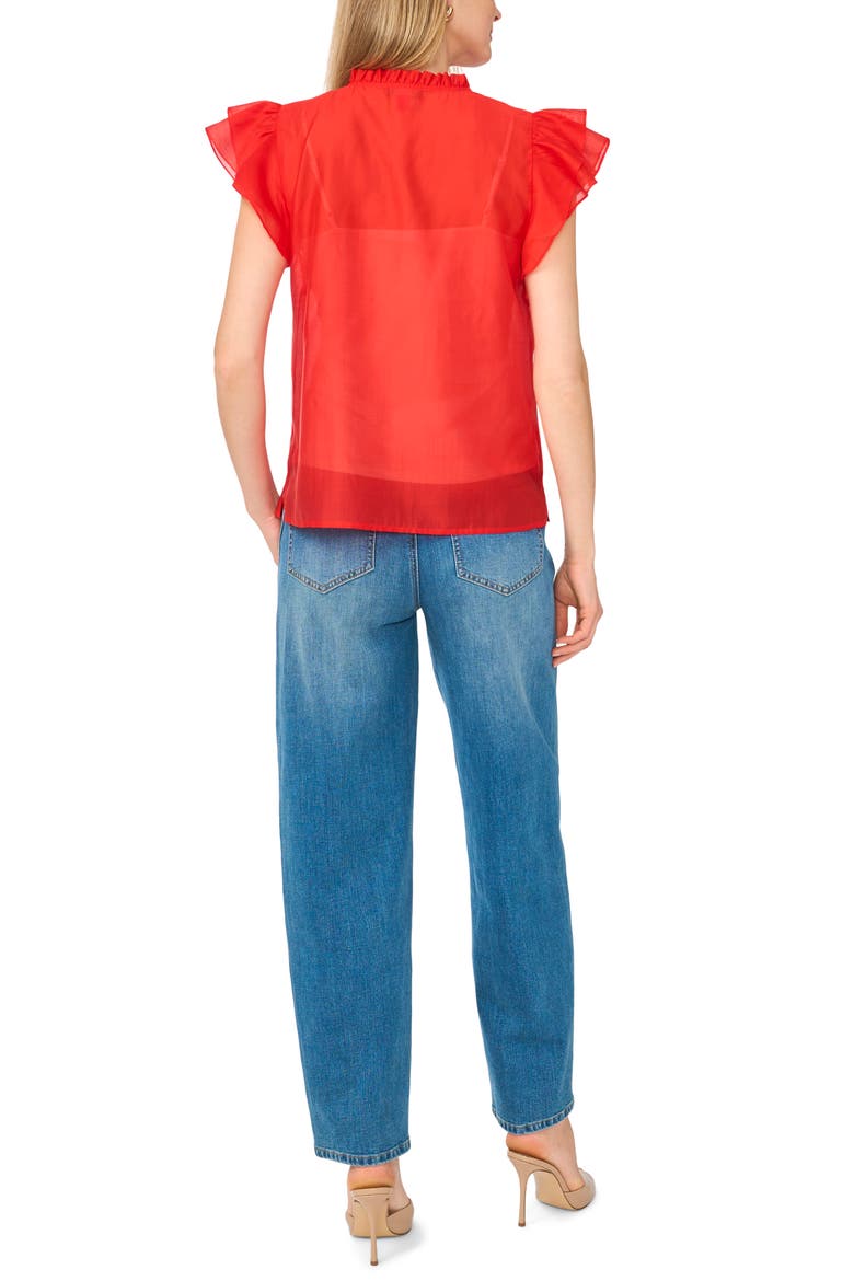 Tie Front Flutter Sleeve Top, Alternate, color, LOBSTER RED