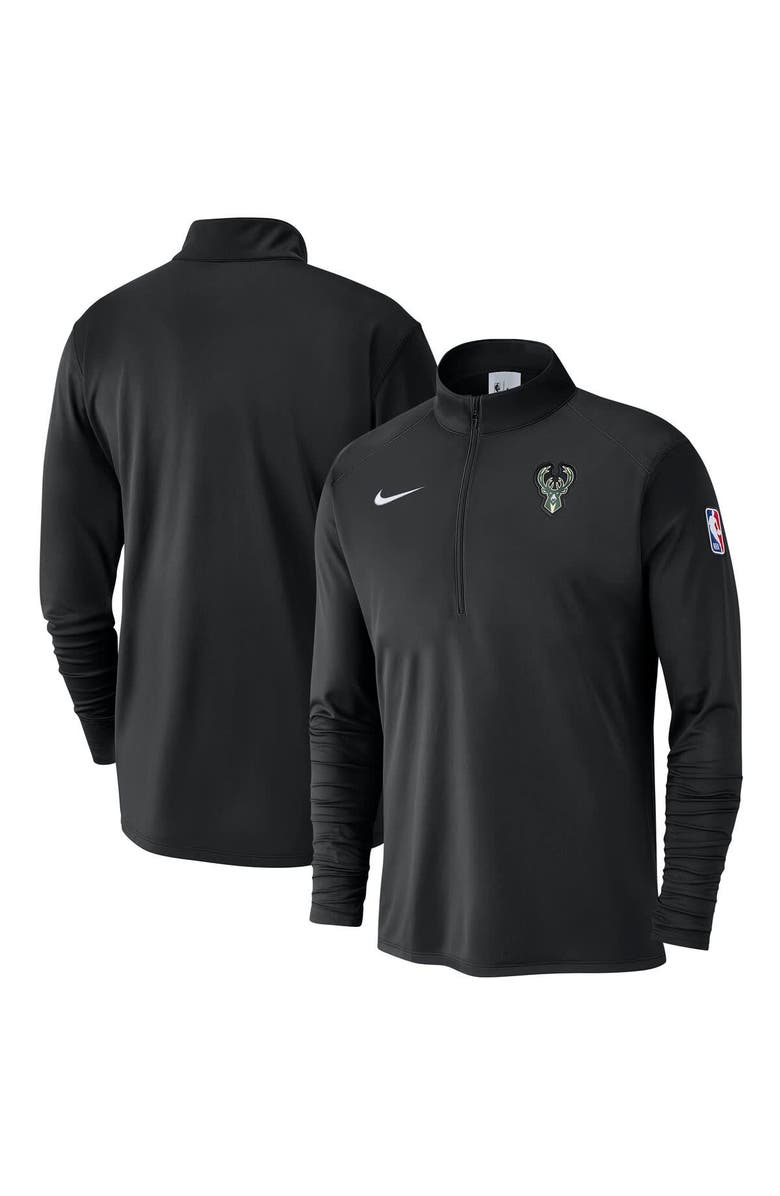 Nike Men's Nike Black Milwaukee Bucks 2024/25 Courtside Performance Half-Zip Top, Alternate, color, Black