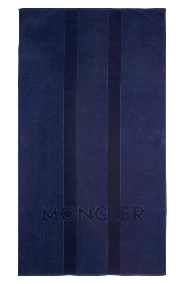 Moncler Stripe Beach Towel, Main, color, 74T-Pageant Blue