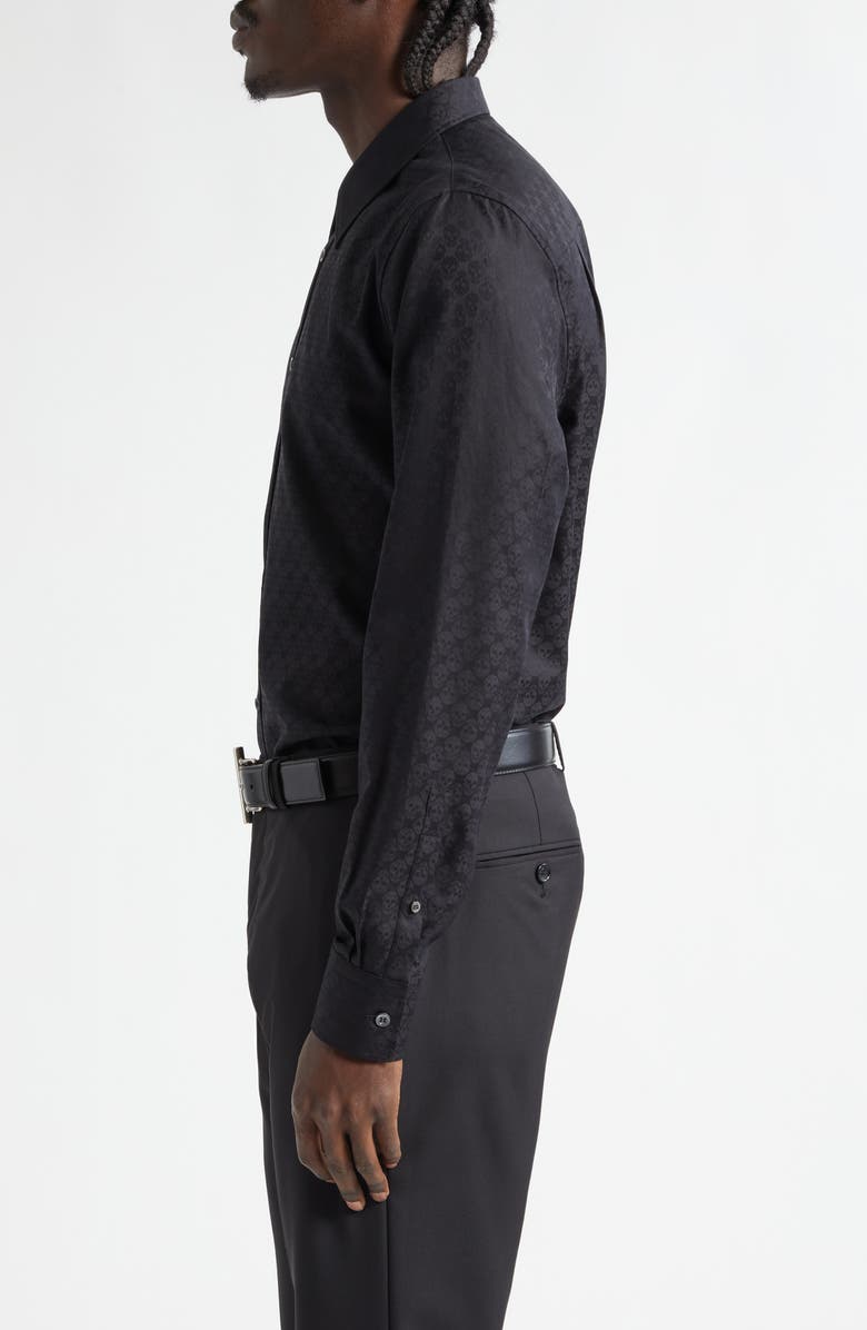 McQueen Skull Print Classic Placket Shirt, Alternate, color, Black