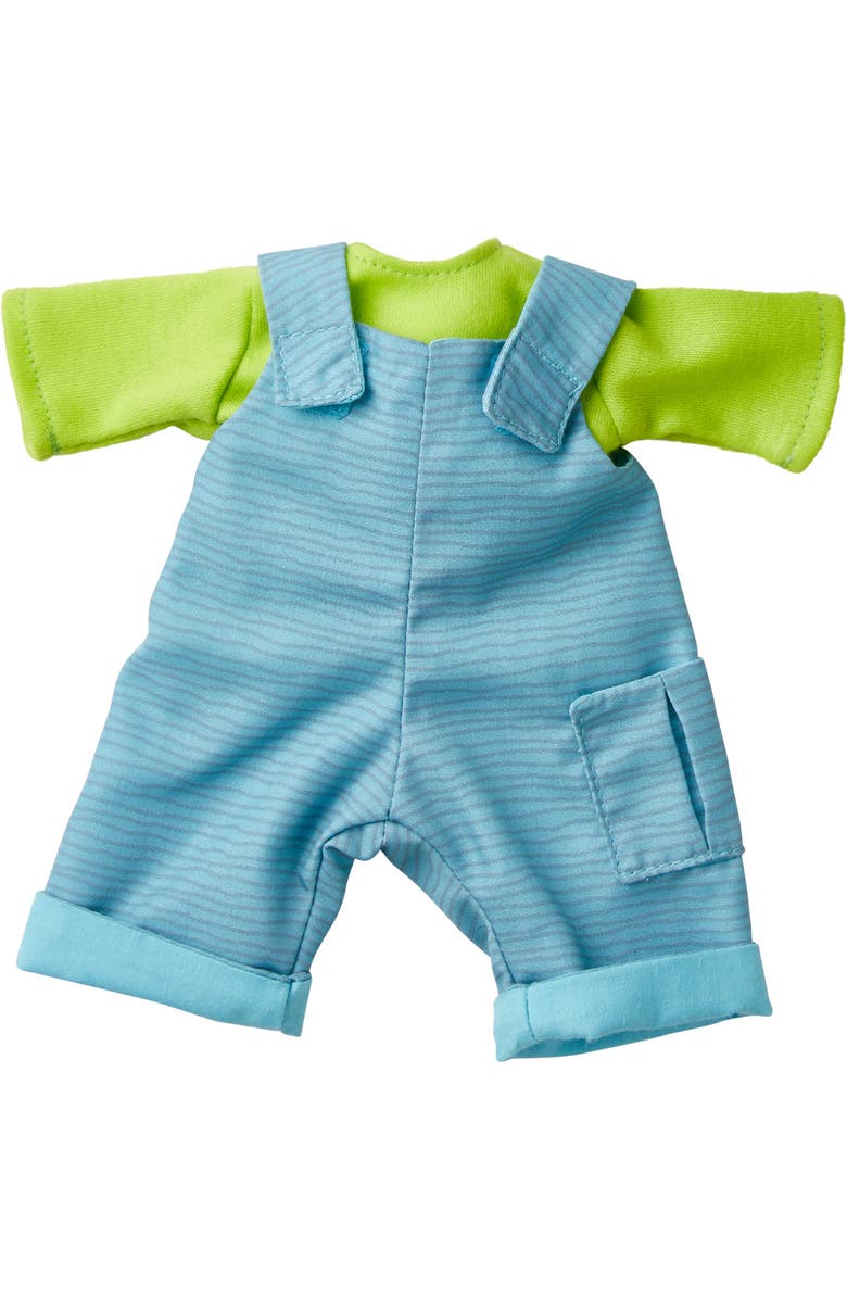 HABA Play Time Outfit for 12" HABA Soft Dolls - Gender Neutral Shirt & Overalls, Main, color,