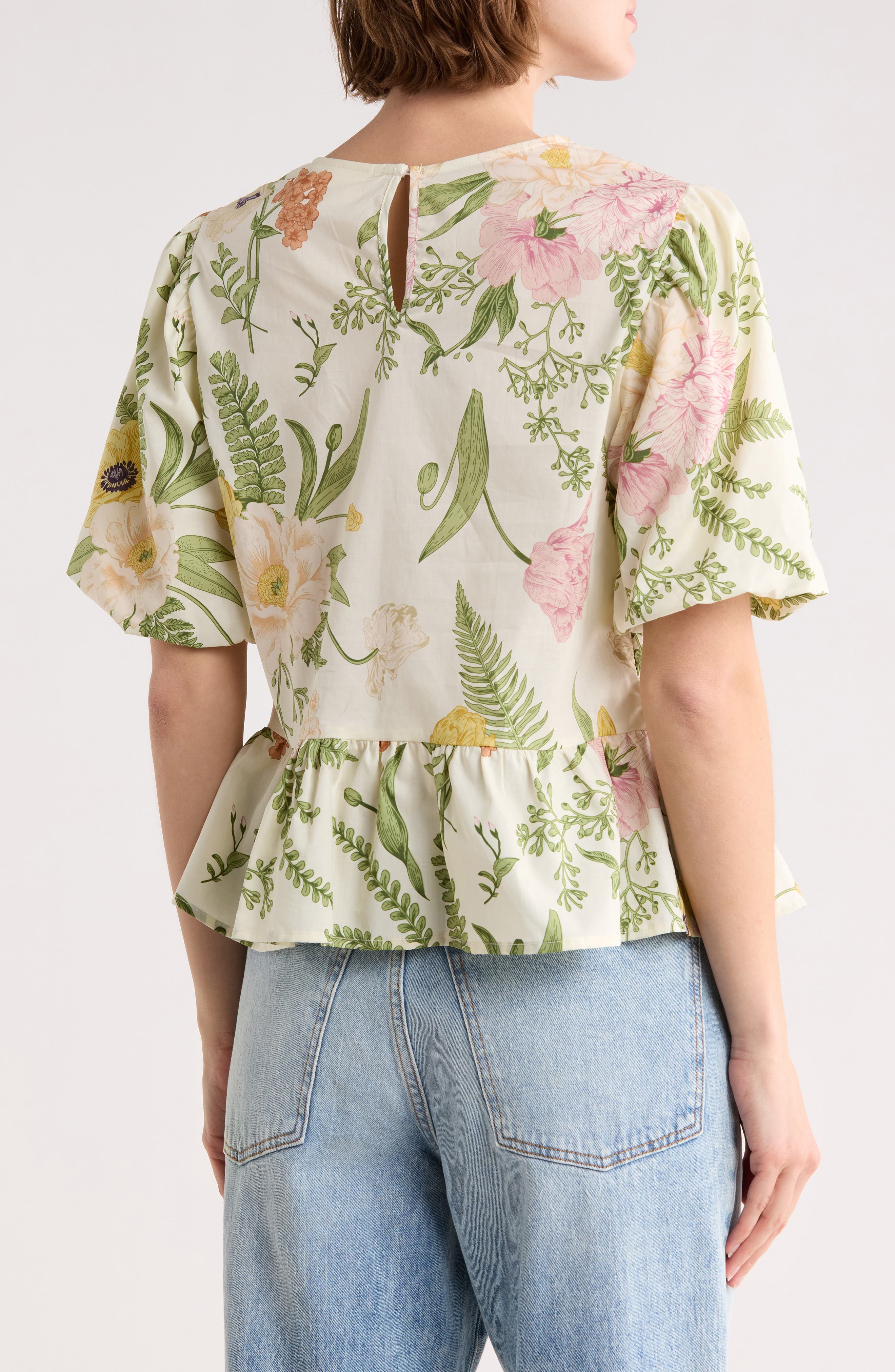 Tie Front Poplin Peplum Top - image 4