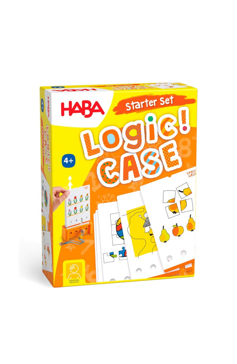 HABA Logic! CASE Starter Set - Brain Teaser Puzzles and Car Games for Kids Ages 4-8, A Handheld Game to Develop Critical Thinking for Kids, Main, color, Yellow Multi