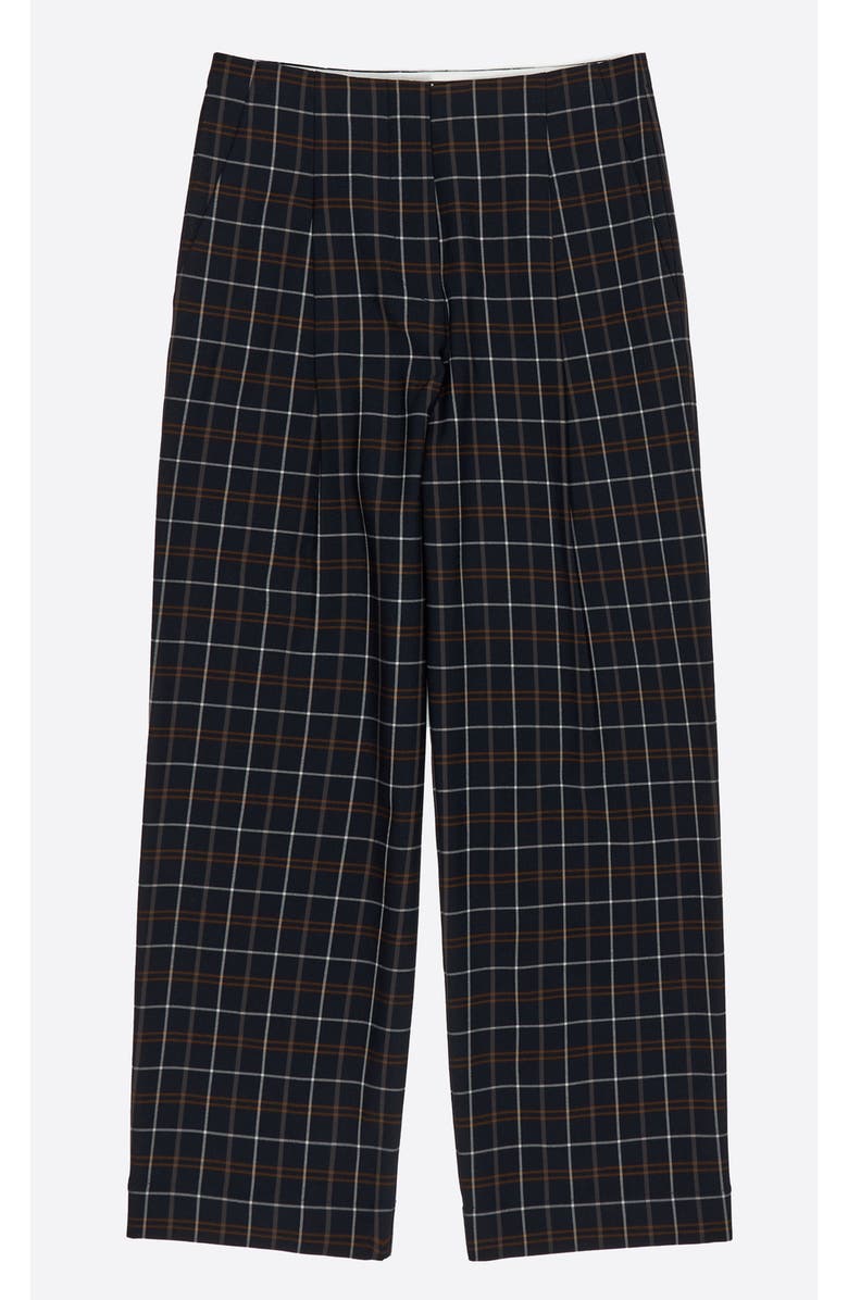 Bimba y Lola Straight Chequered Trousers, Alternate, color, Navy