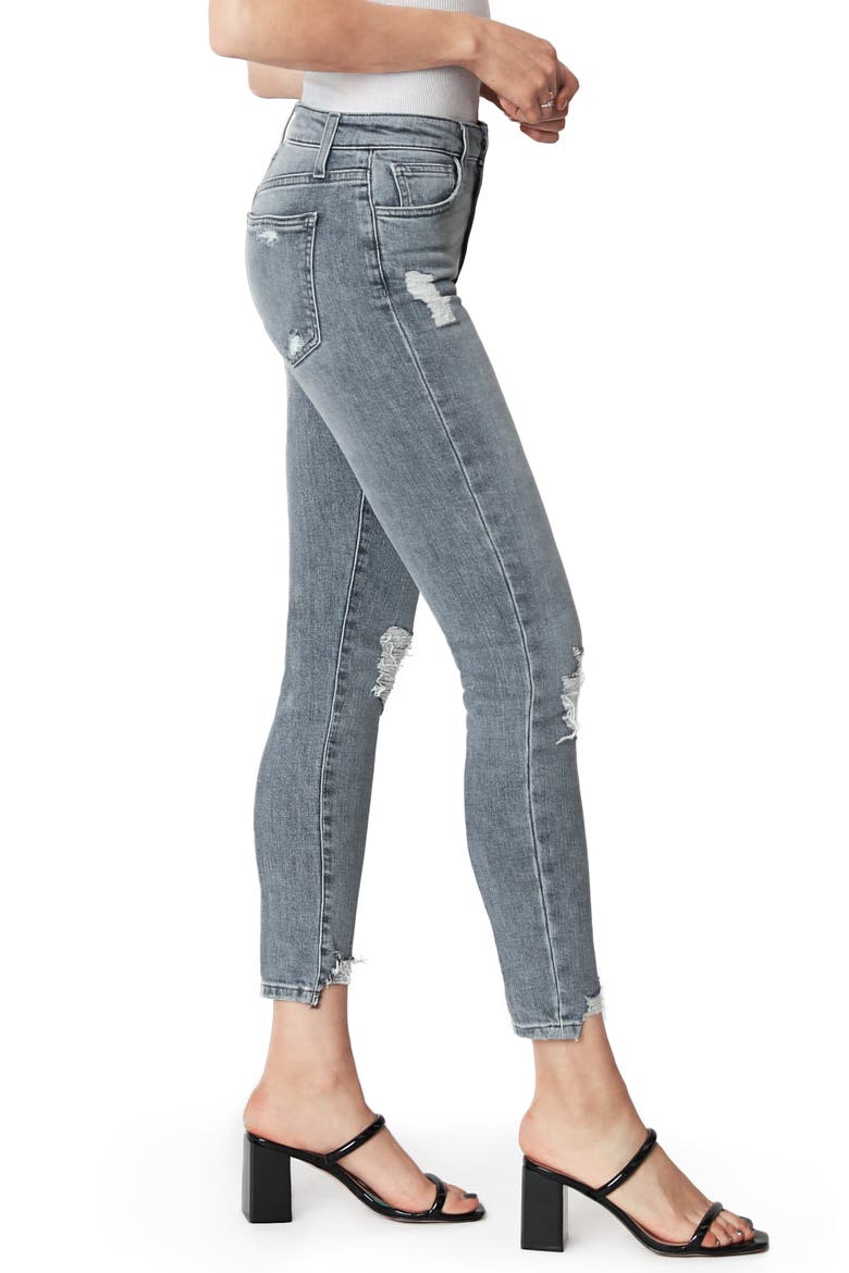 The Charlie Ripped High Waist Ankle Skinny Jeans, Alternate, color, VETIVER