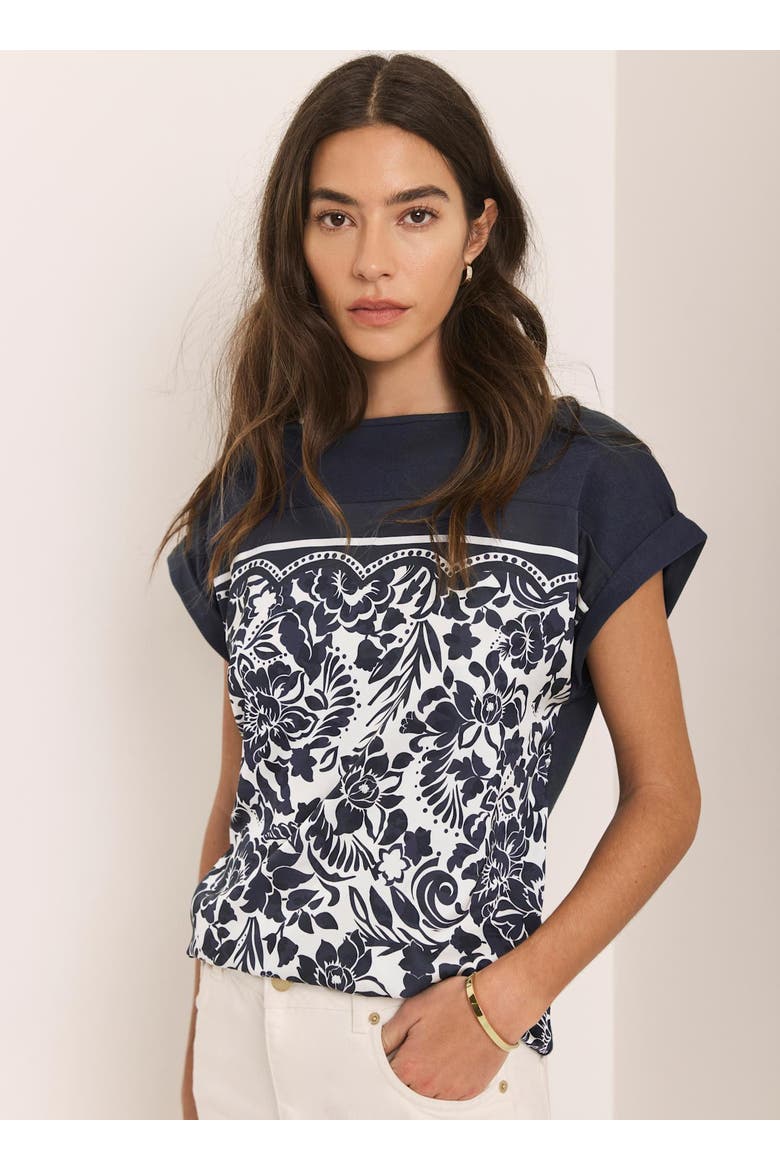 Floral Woven Print Top, Alternate, color, Black