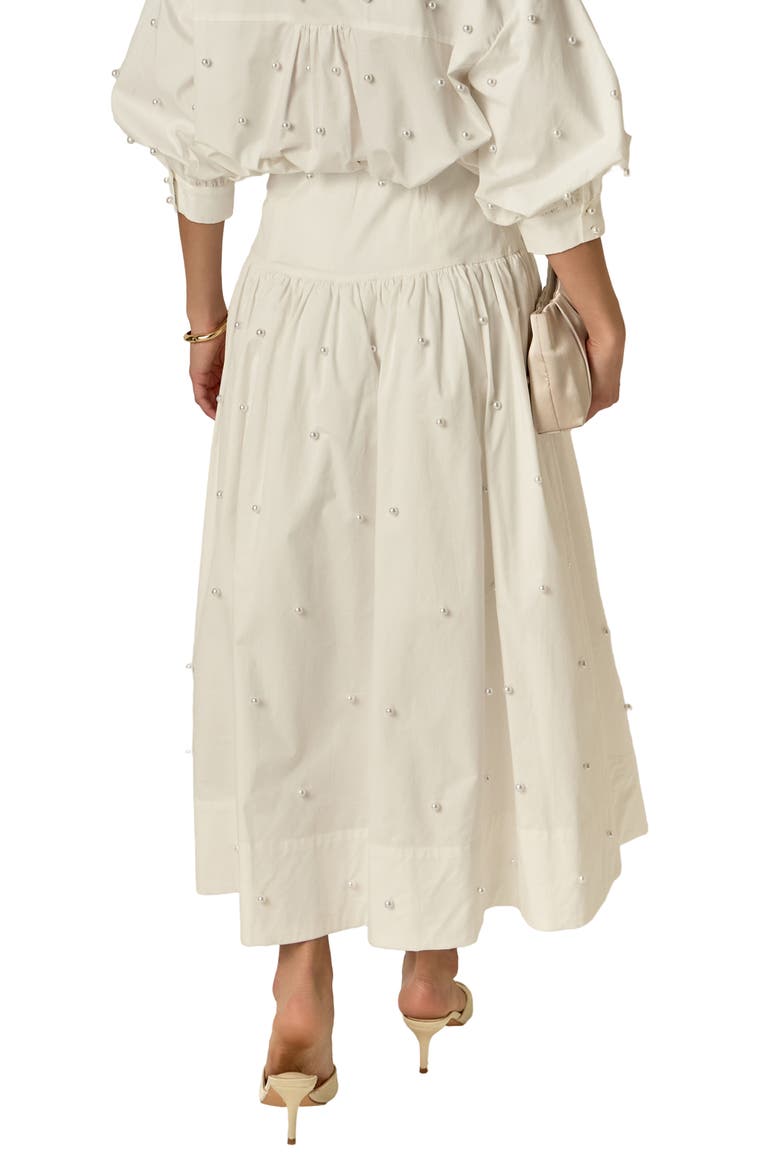 Pearly Bead Poplin Maxi Skirt, Alternate, color, WHITE