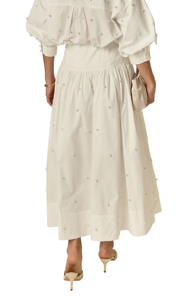 English Factory Pearly Bead Poplin Maxi Skirt, Alternate, color, White