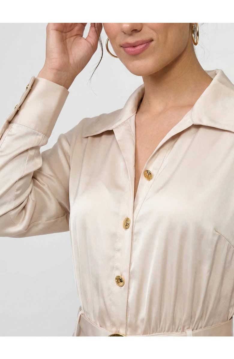 RACHEL Rachel Roy Gilian Long Sleeve Satin Shirt Dress, Alternate, color, Light Silver Grey