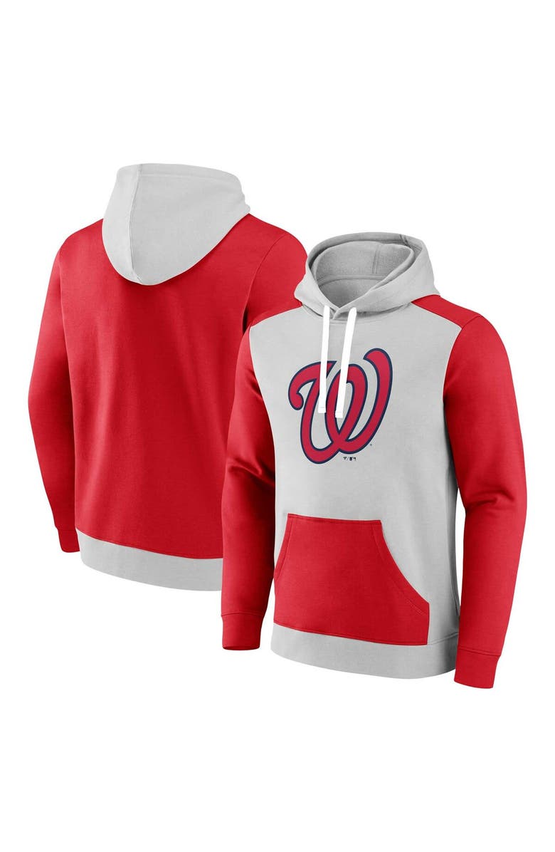 FANATICS Men's Fanatics Branded Gray/Red Washington Nationals Arctic Pullover Hoodie, Main, color,