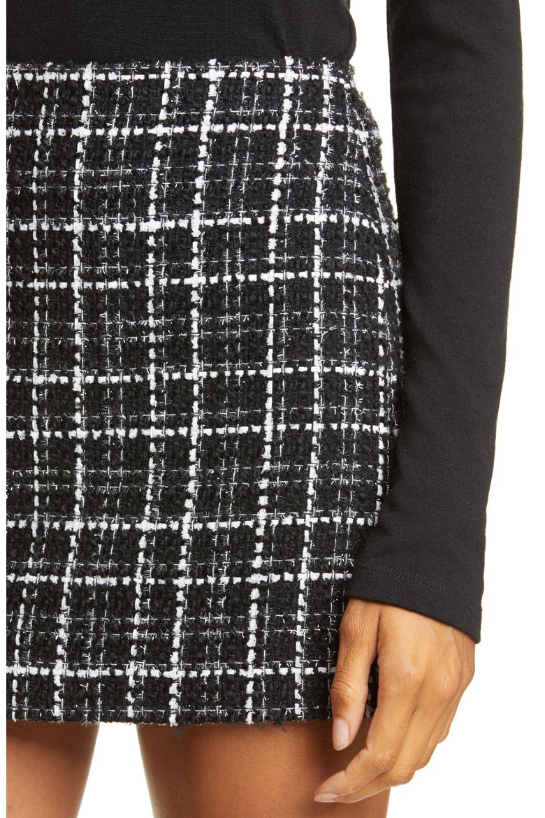 Elana Tweed Miniskirt, Alternate, color, BLACK/ WHITE