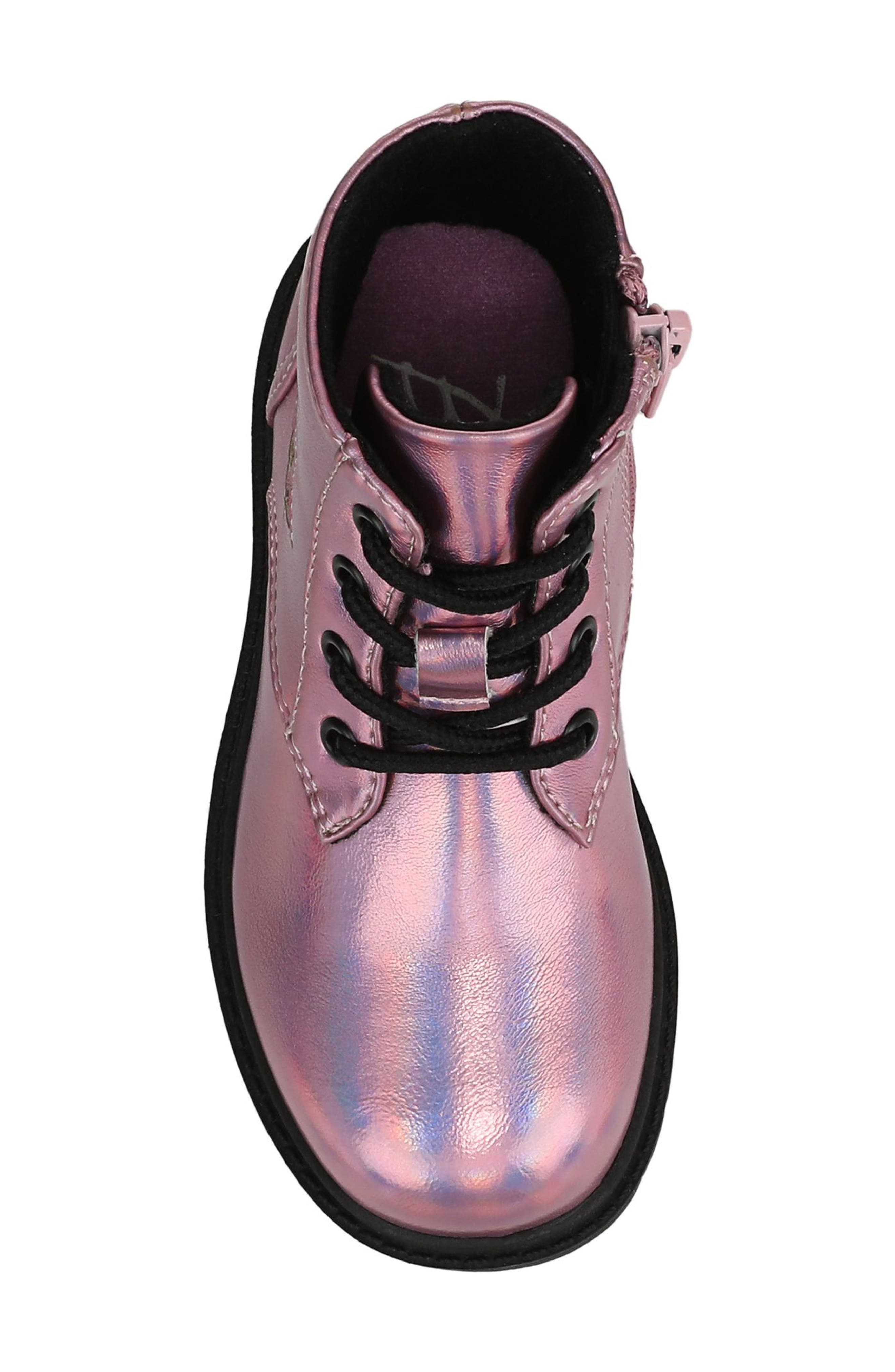 Blowfish Malibu Kids' Rene Metallic Combat Boot, Alternate, color, Fuchsia
