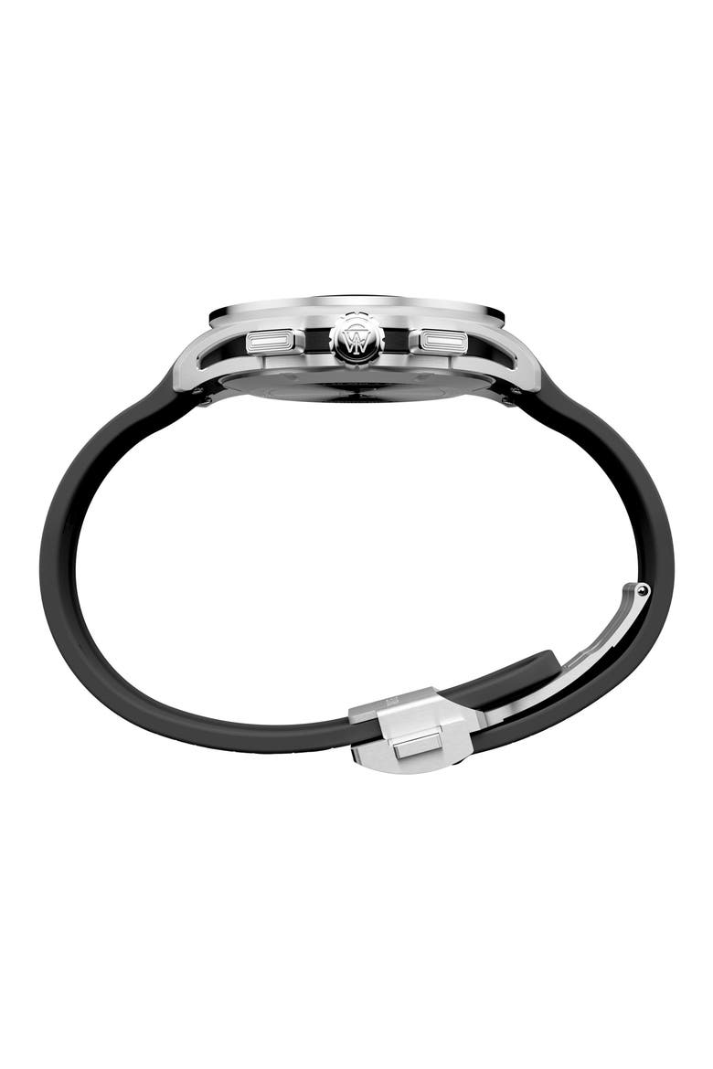 Atelier Chronograph Rubber Strap Watch, 40mm, Alternate, color, SILVER-TONE