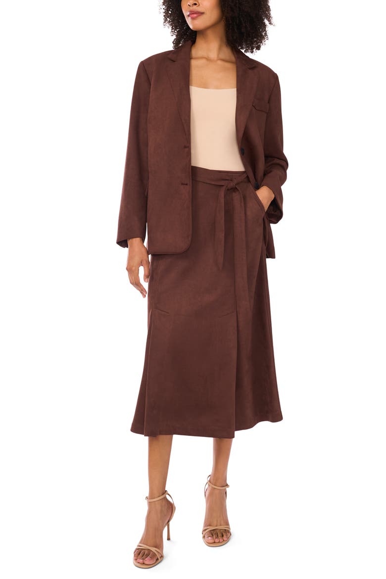 Faux Suede Blazer, Alternate, color, CHOCOLATE