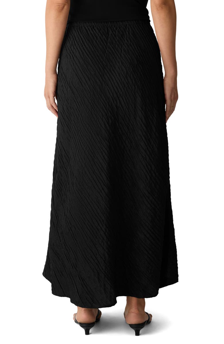 Eileen Fisher Stretch Silk Bias Cut Midi Skirt, Alternate, color, Black