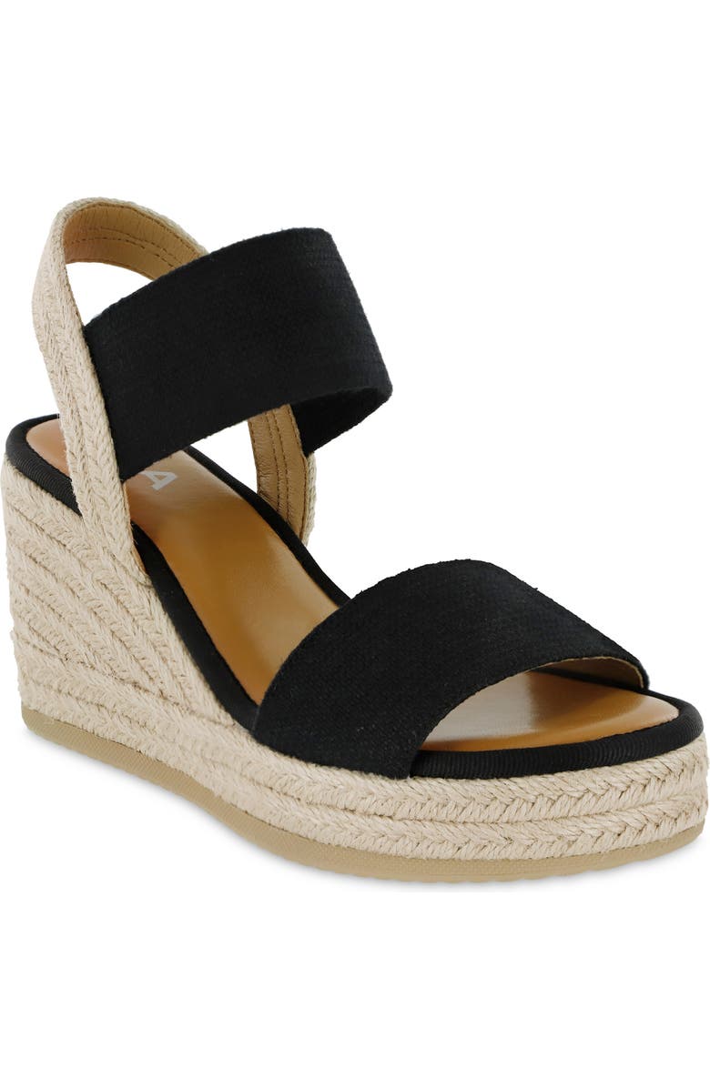 MIA Brittni Espadrille Wedge Sandal, Main, color, Black Elas