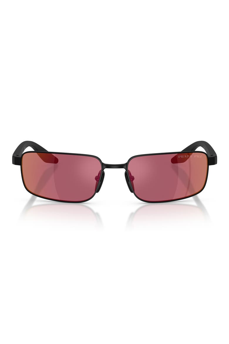 54mm Polarized Rectangular Sunglasses, Main, color, MATTE BLACK / PINK POLAR