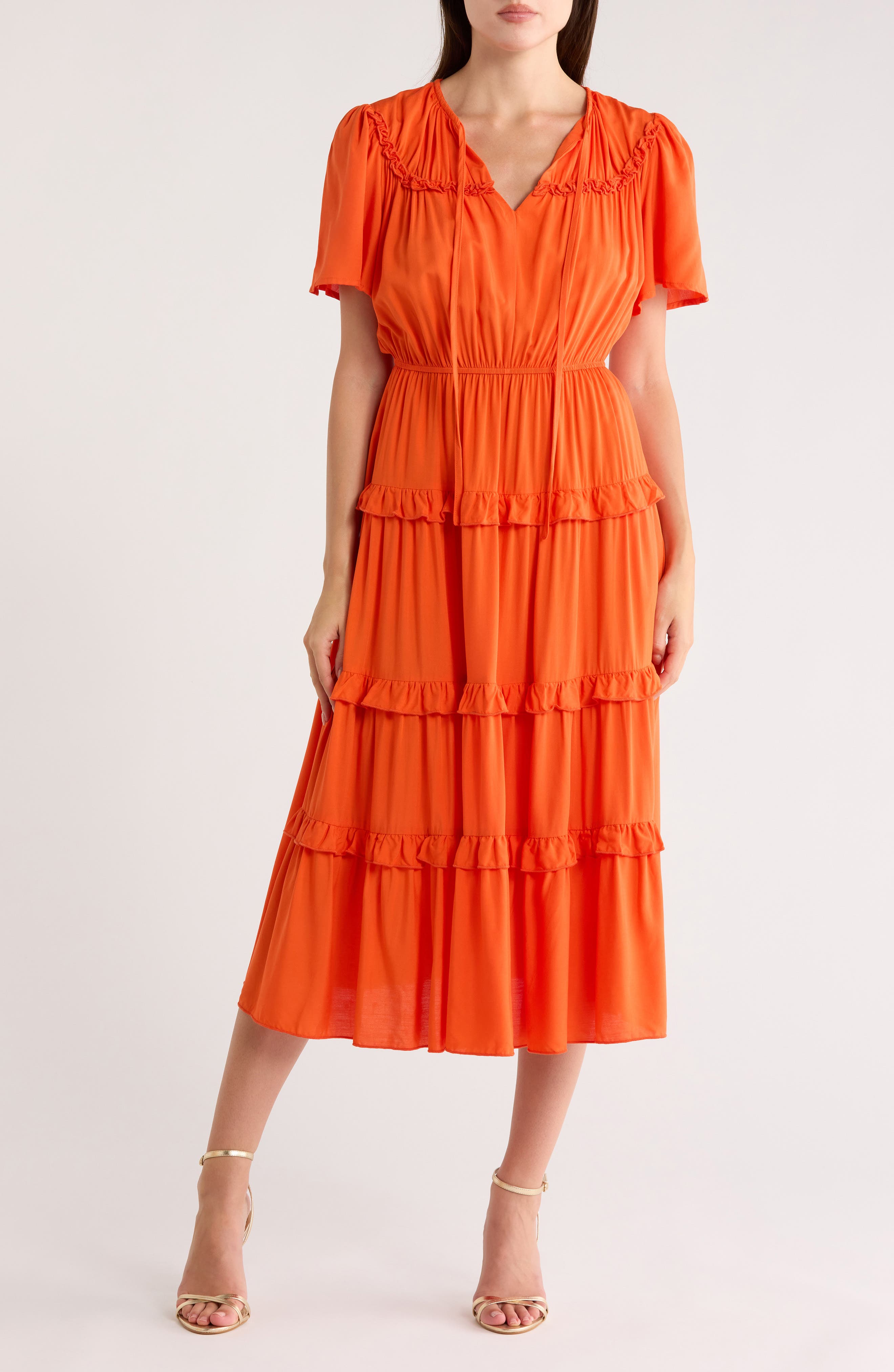 AREA STARS Ari Tiered Midi Dress