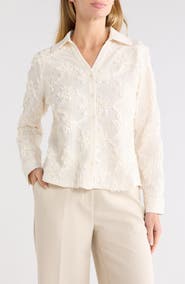 Adrianna Papell Appliqué Flower Blouse