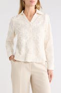 Adrianna Papell Appliqué Flower Blouse