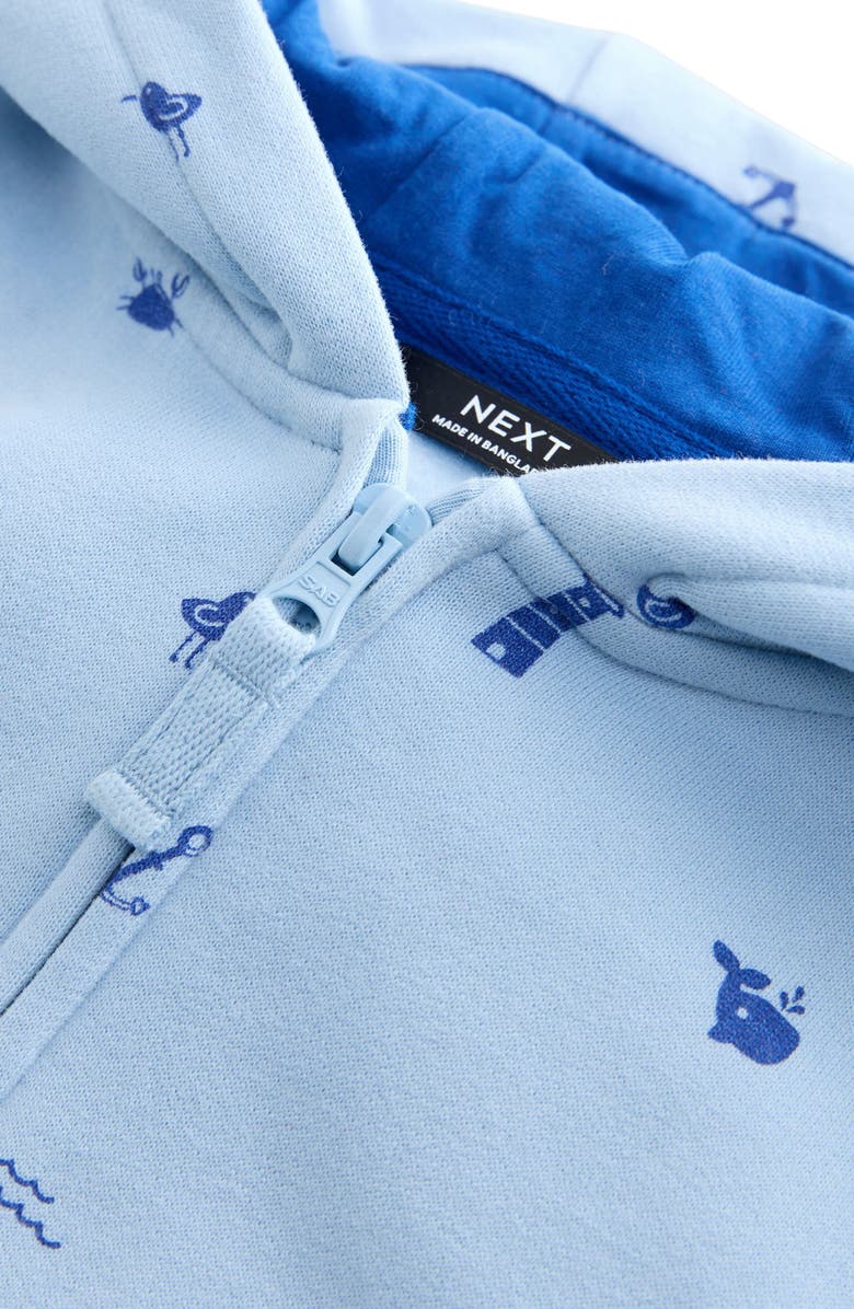 NEXT Kids' Seaside Print Cotton Zip-Up Hoodie, Alternate, color,