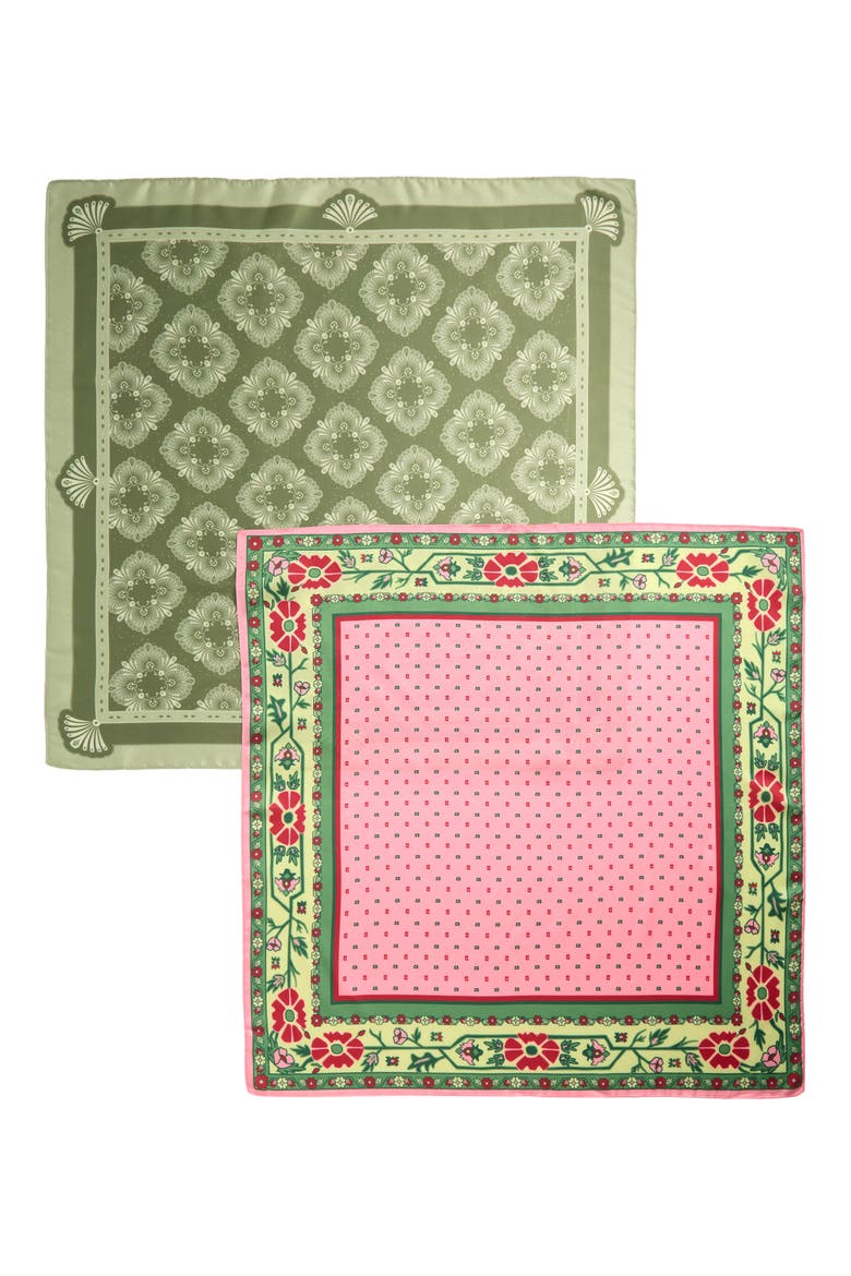 Assorted 2-Pack Satin Scarf, Alternate, color, PINK- GREEN COMBO