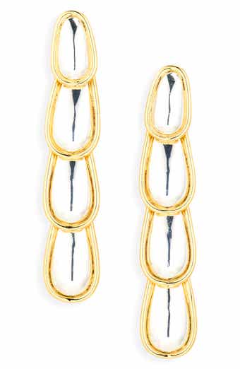 Two-Tone Oval Link Drop Earrings