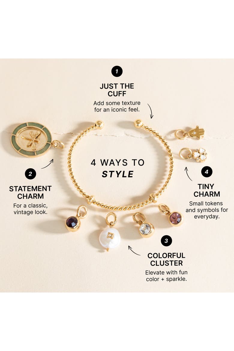 French Rope Charm Bracelet Cuff, Alternate, color, Gold