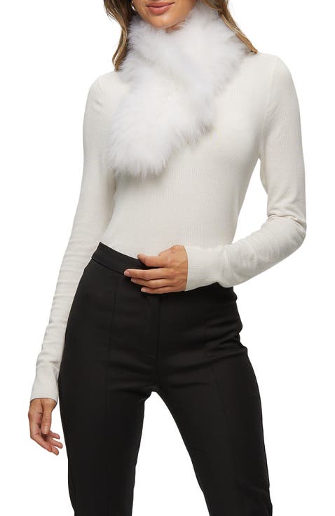Knit Genuine Shearling Pull-Through Scarf