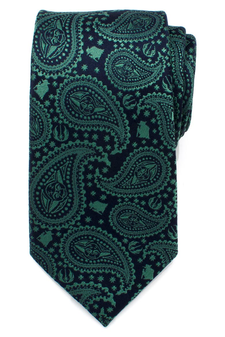 Yoda Paisley Silk Tie, Main, color, GREEN