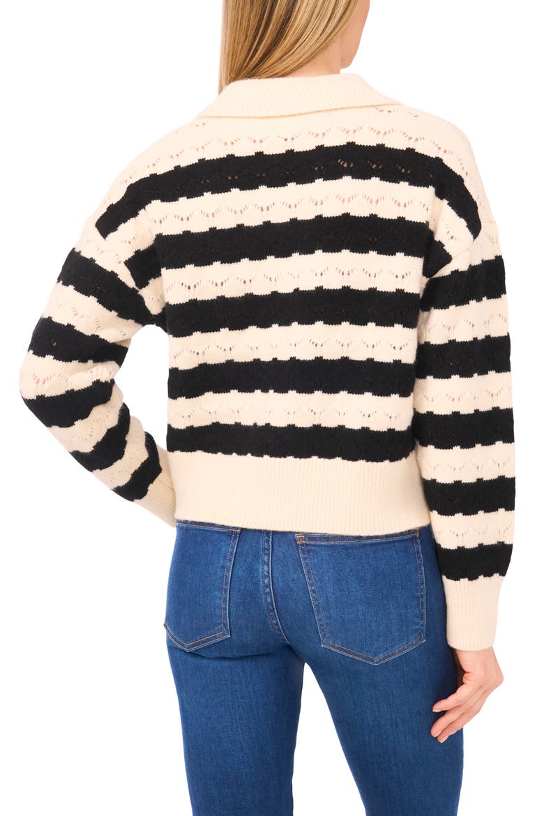 Stripe Collared Cardigan, Alternate, color, ANGORA