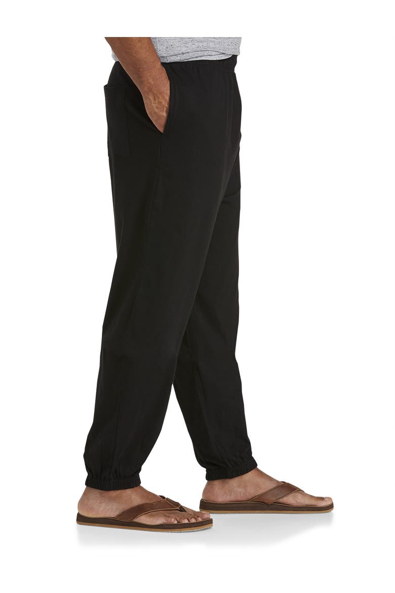 Big & Tall Cinched-Hem Jersey Pants, Alternate, color, BLACK