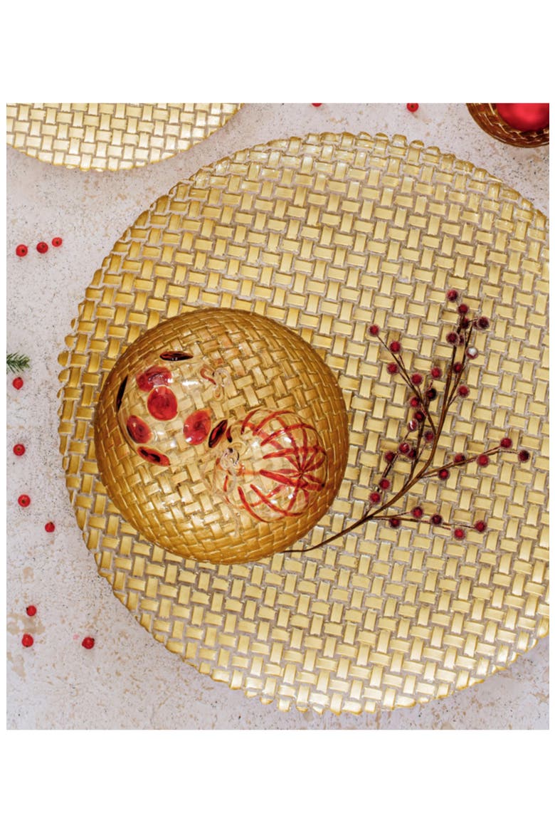 Rufolo Glass Basketweave Small Serving Bowl, Alternate, color, GOLD