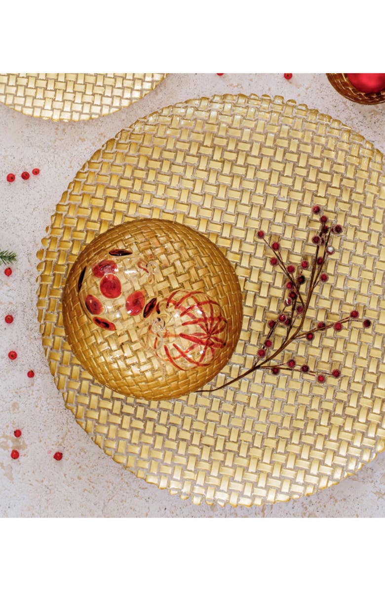 VIETRI Rufolo Glass Basketweave Small Serving Bowl, Alternate, color, Gold