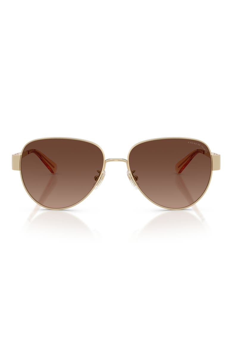 57mm Polarized Pilot Sunglasses, Main, color, GOLD / BROWN GRADIENT POLAR