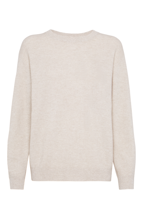 Brunello Cucinelli Sequinned Cable-knit Sweater In Oyster