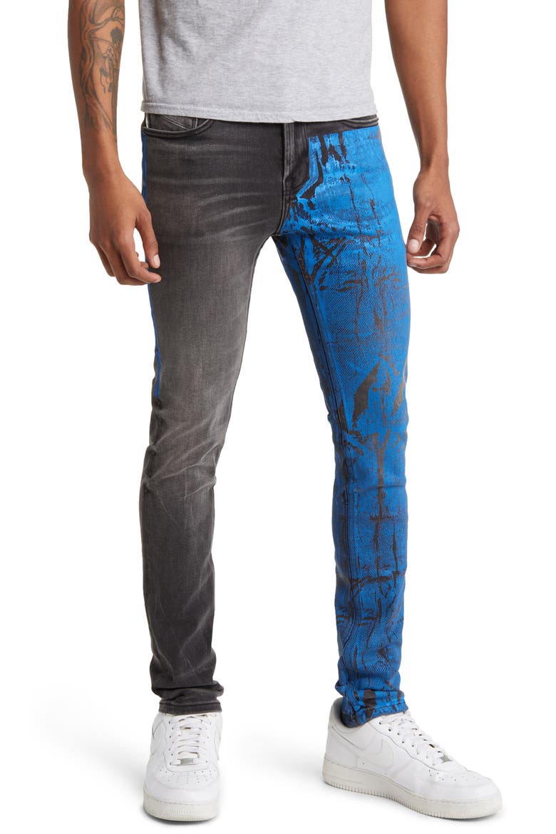 Strat Paint Splatter Super Skinny Jeans, Main, color, CRINKLED