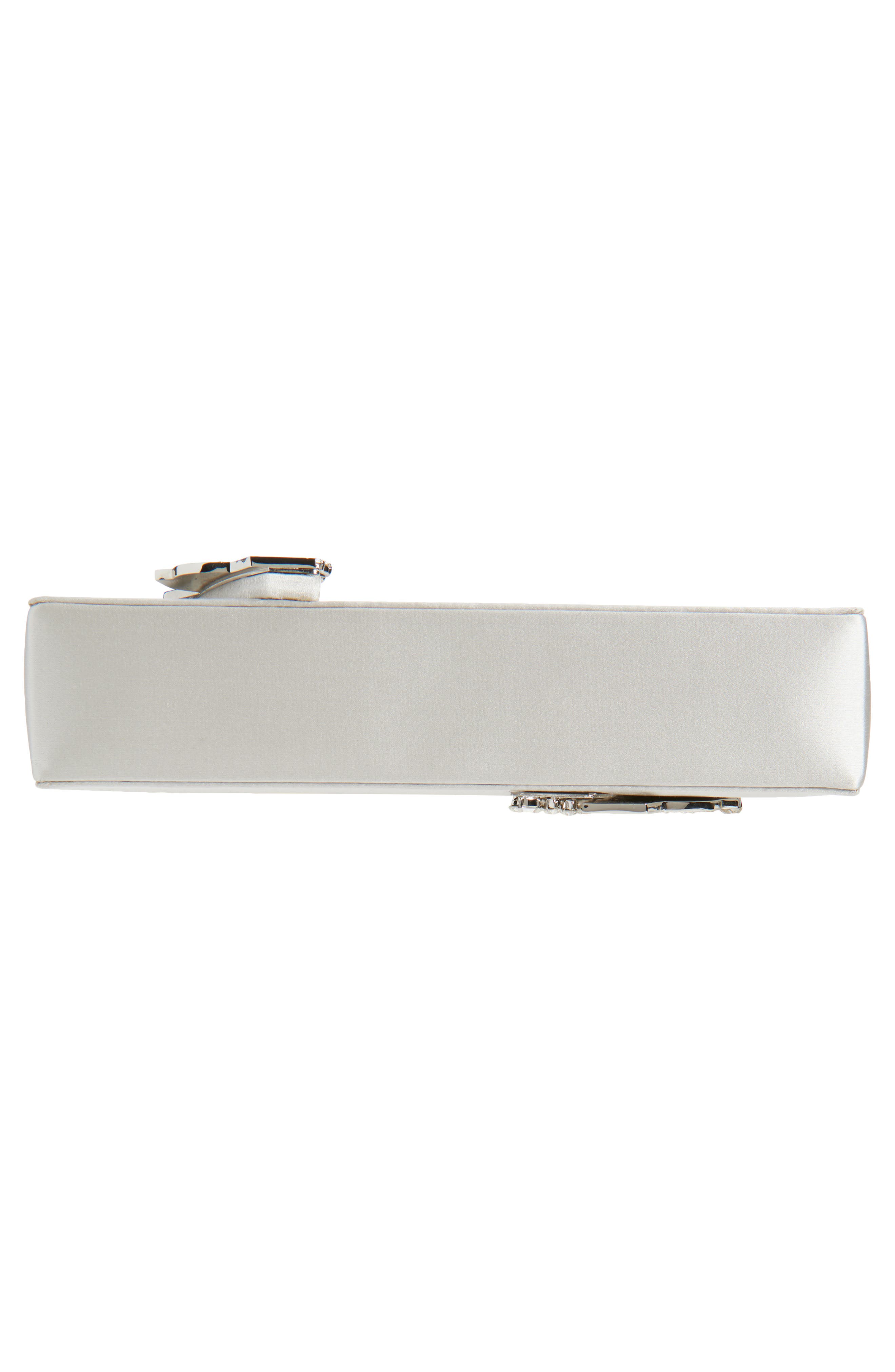 L’alingi Oasis Crystal Handle Satin Clutch, Alternate, color, Silver