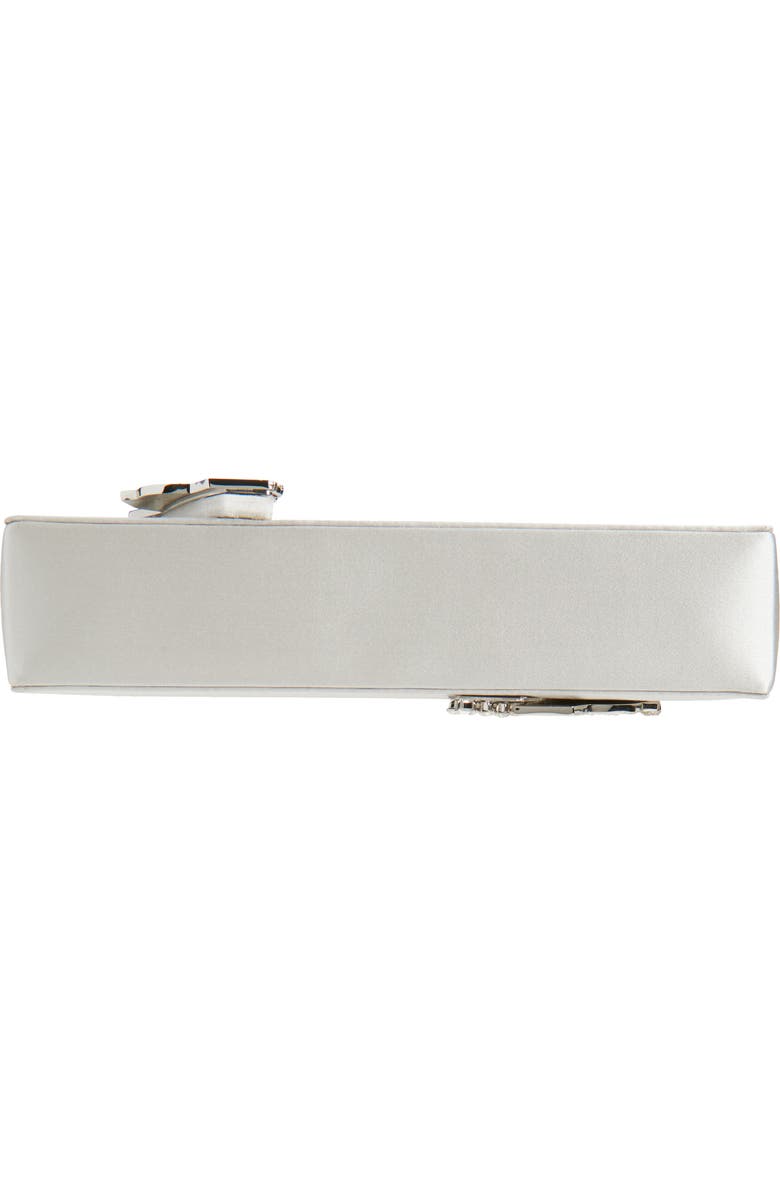 L’alingi Oasis Crystal Handle Satin Clutch, Alternate, color, Silver