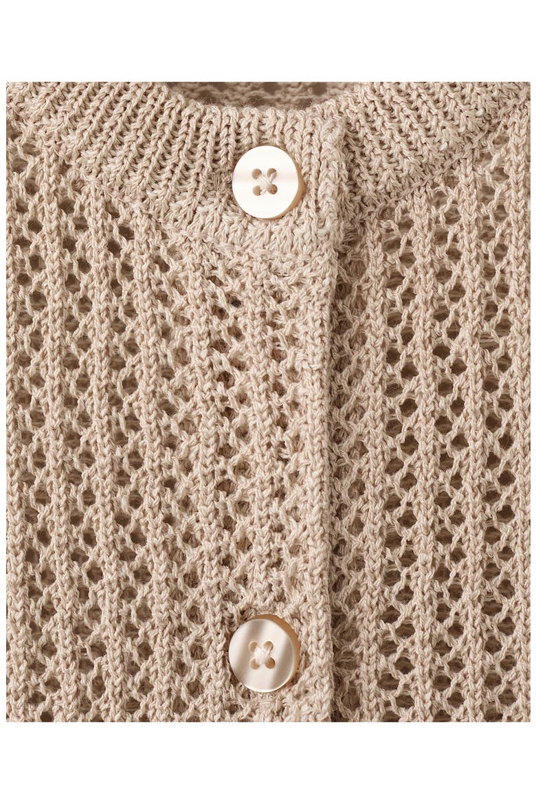 Openwork Short Sleeve Cardigan, Alternate, color, SAND