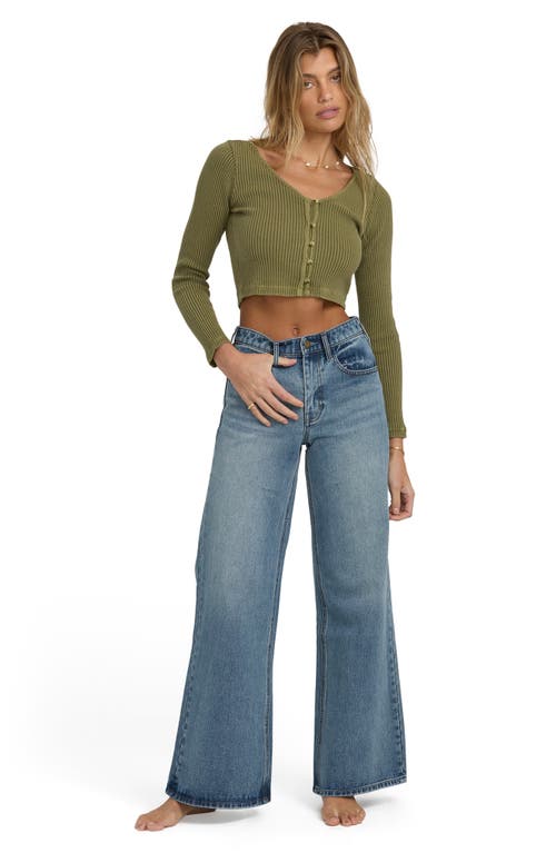 Billabong Free Fall High Waist Flare Leg Jeans In Blue