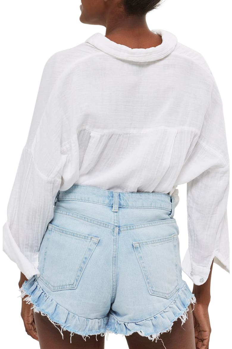 Kiri Ruffle Hem Denim Shorts, Alternate, color, LIGHT DENIM
