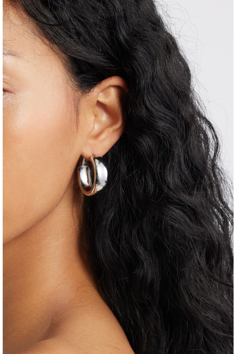 Chunky Hoop Earrings, Alternate, color, RHODIUM