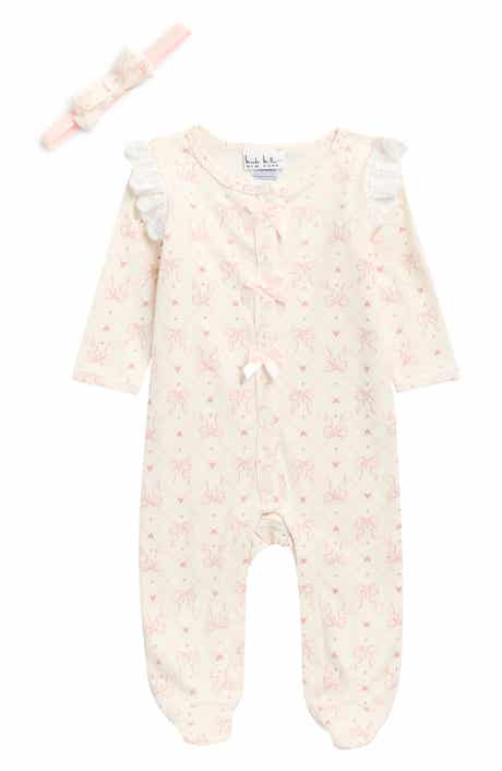 Nicole Miller Bow Print Footie & Headband Set