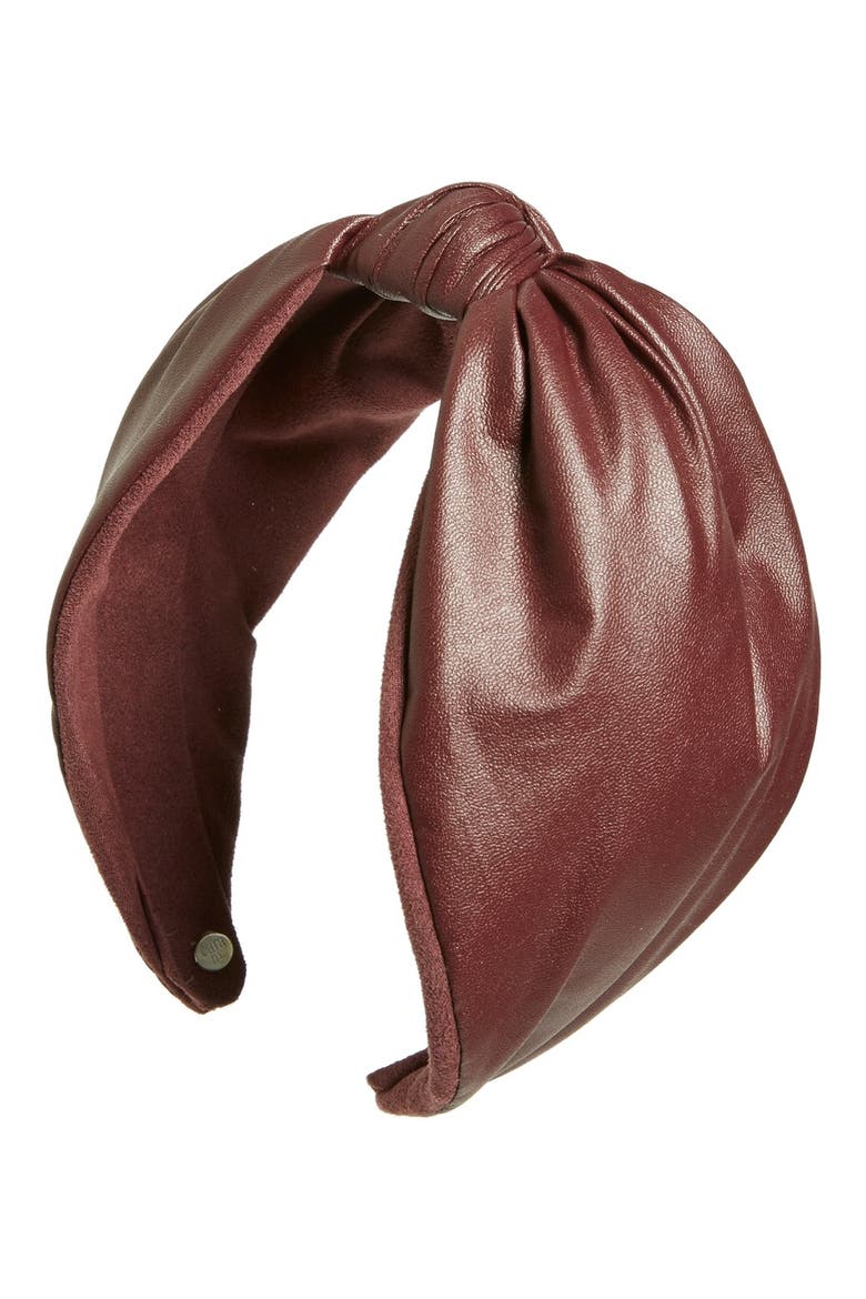 'Love' Faux Leather Headband, Main, color, RED